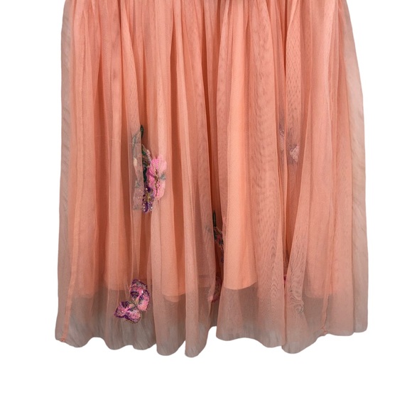 Girls Justice Frilly Dress, Soft Denim Top, Tulle Overlay W/Sequined Patches XL - Picture 6 of 10